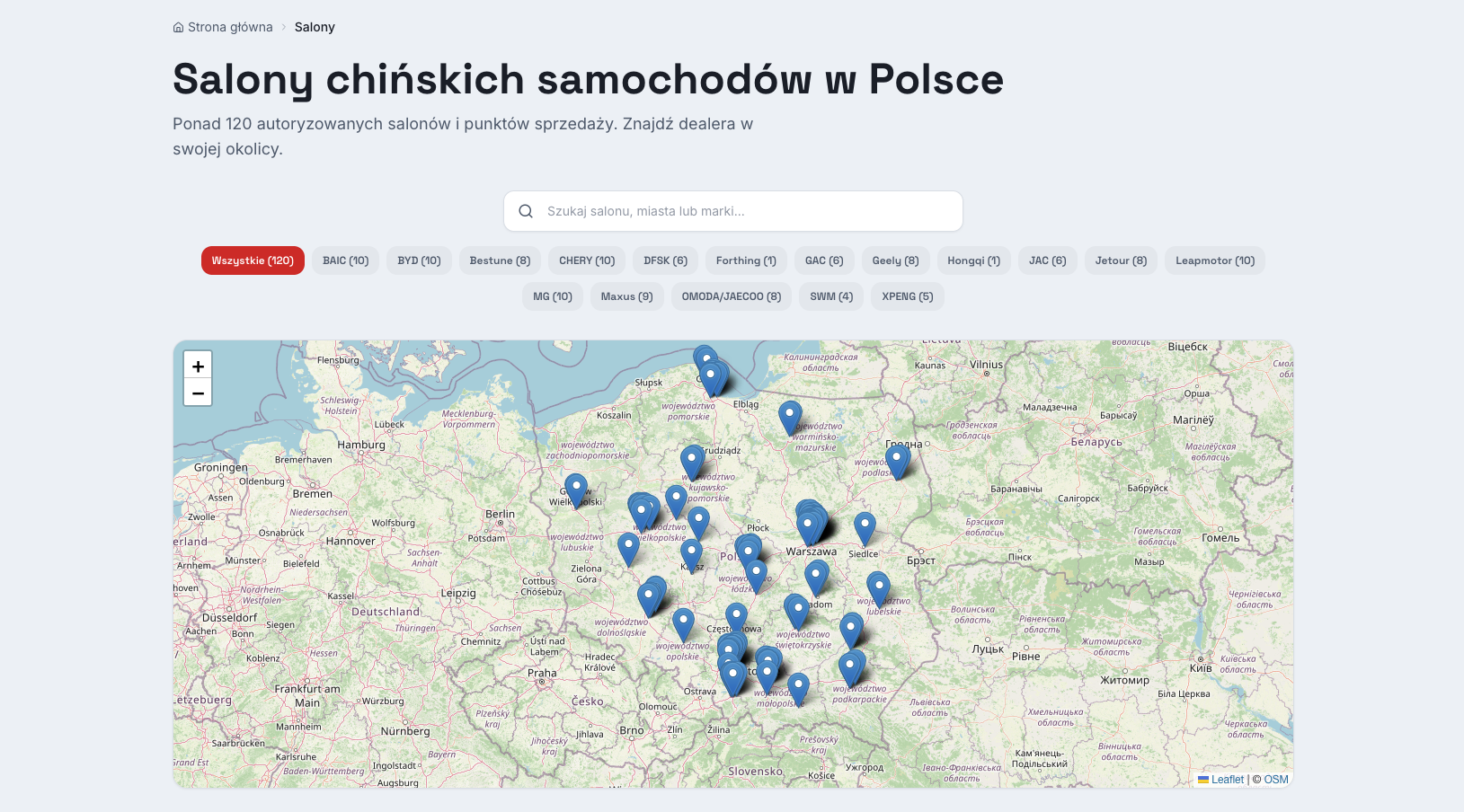Salony chińskich samochodów w Polsce